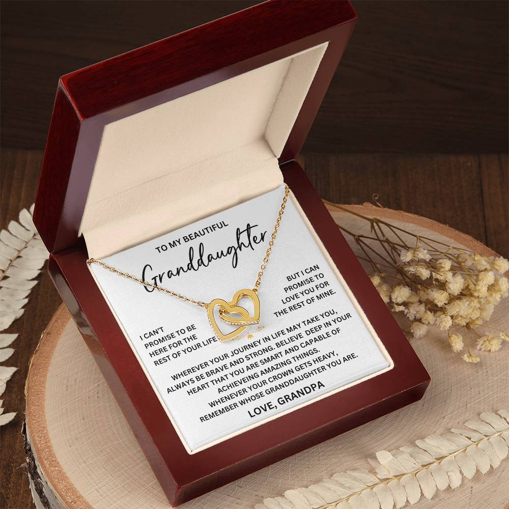 To My Beautiful Granddaughter - From Grandpa - Interlocking Hearts Necklace SS#0125